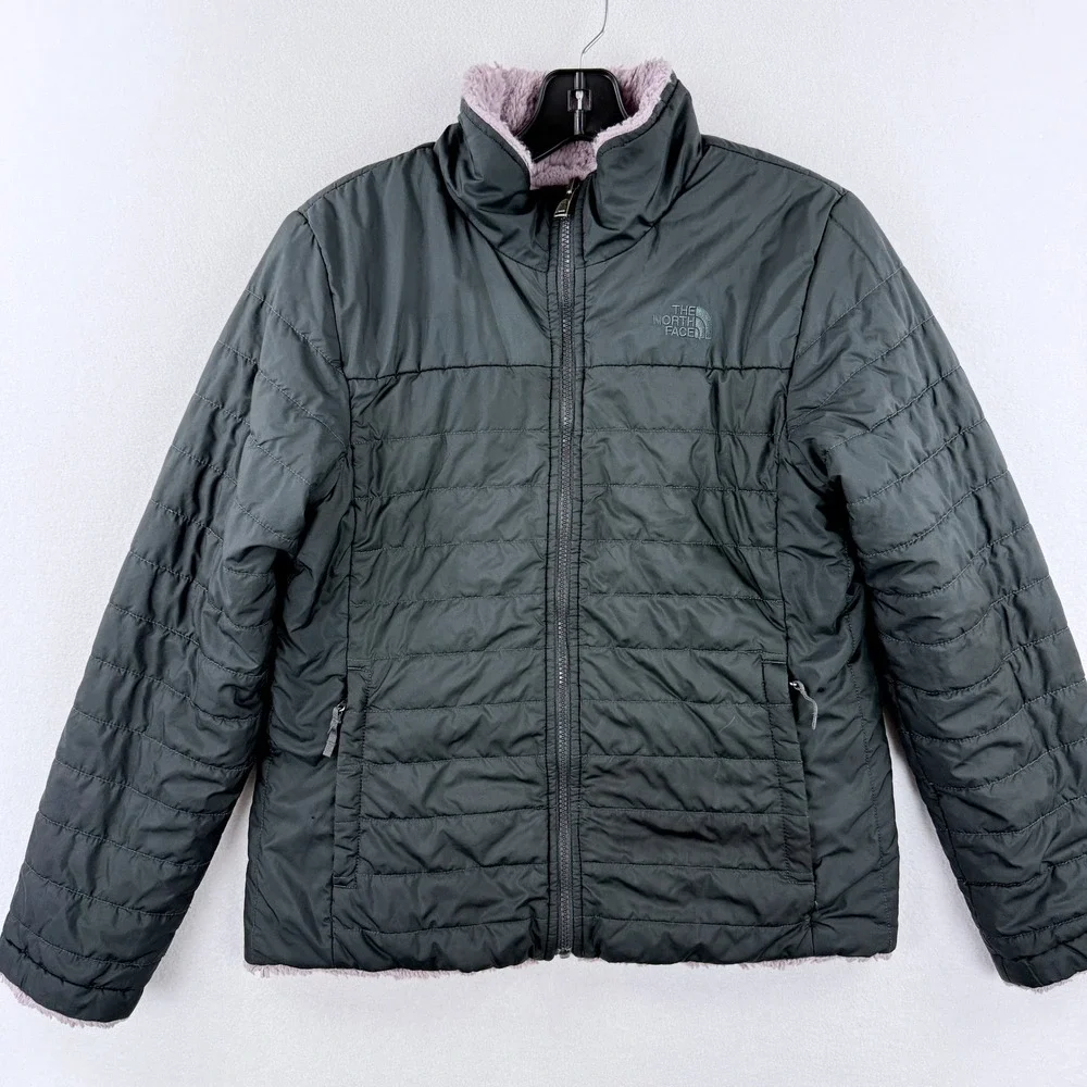 The North Face Big Girls Puffer‎ Jacket Reversible Size XL (18) Mossbud Fleece